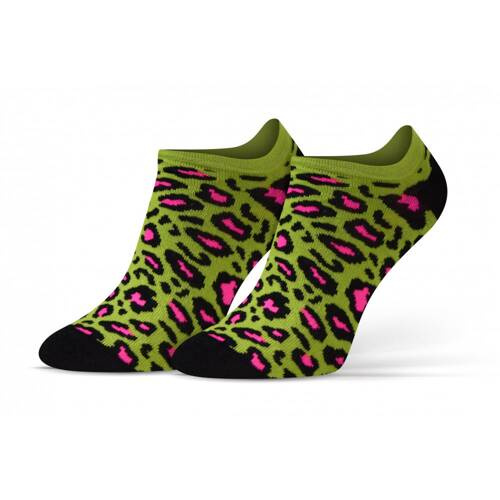 Cętki Panterka Skarpety stopki finest cotton dwie różne Sesto Senso zielony