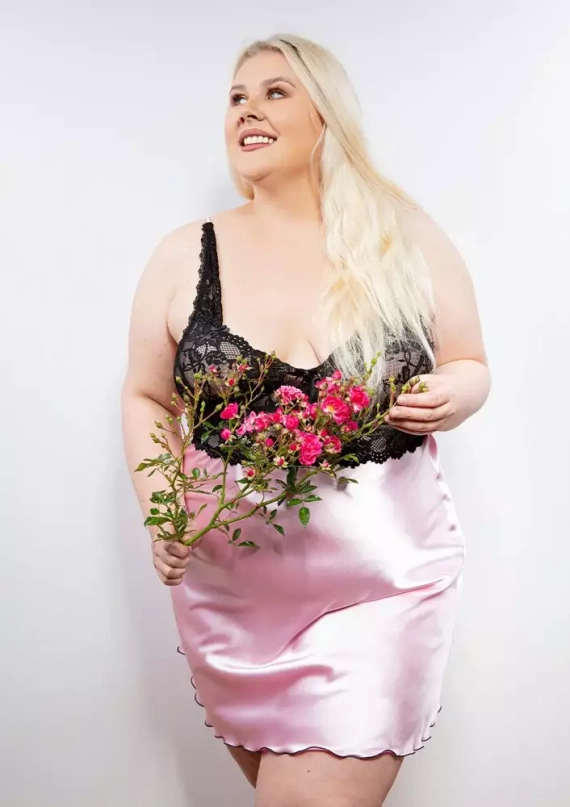 Halka satynowa Oliwia koszulka damska DKaren - wrzos