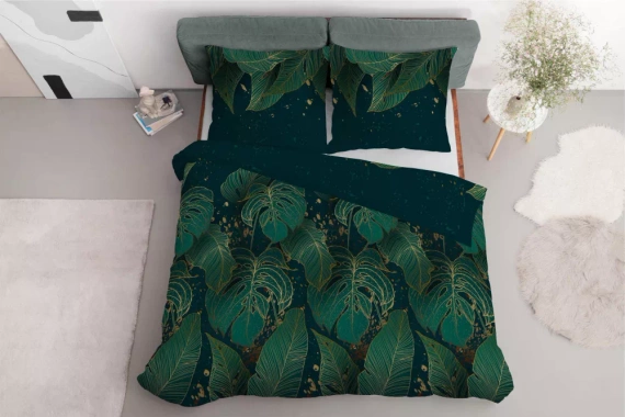 Pościel z mikrofibry 4978 B liście Detexpol zielony