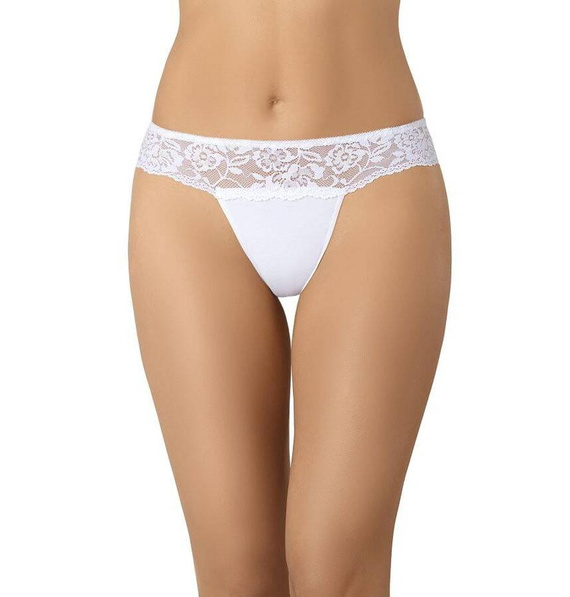 Stringi damskie z koronką Comfo Teyli - białe
