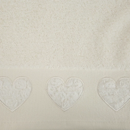 Ręcznik Kamila serca wypełnione różyczkami Eurofirany kremowy  