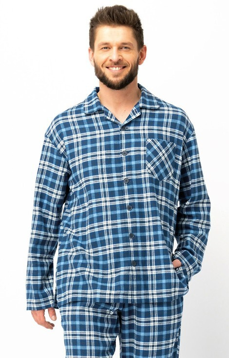 Key MNS 492 jeans – bawełniana piżama męska flanela w kratę