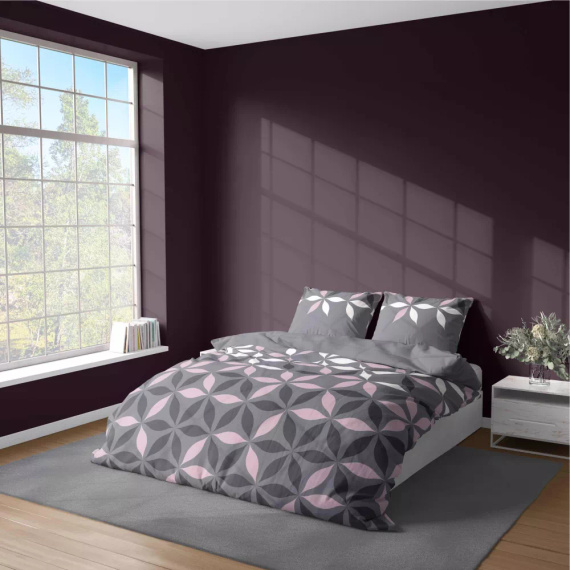 Pościel z mikrofibry kwiatki 5024 A Detexpol szary