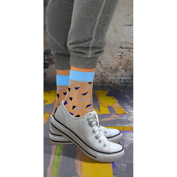 Skarpetki damskie nylonowe Sesto Senso trójkąty niebieski