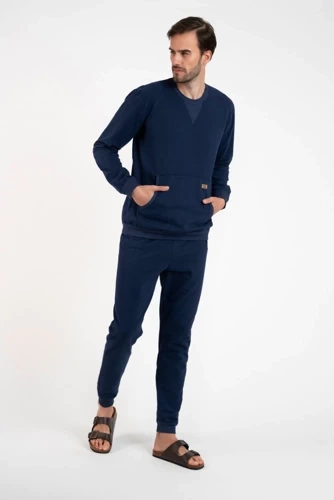 Komplet Męski długi rękaw, długie spodnie Fox Italian Fashion - granat