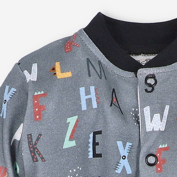 Pajacyk z bawełny organicznej Alfabet Nini czarny