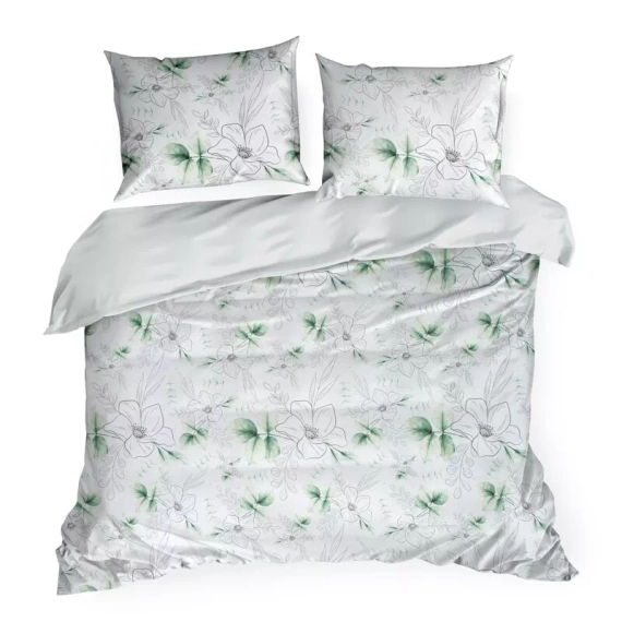 Pościel satynowa Spring 28 Kwiaty Eurofirany biały/zielony