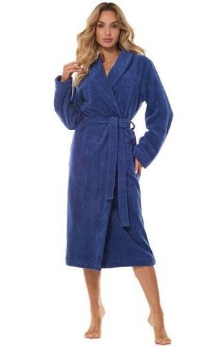 Długi Szlafrok Damski Frotte 2408 L&L - navy