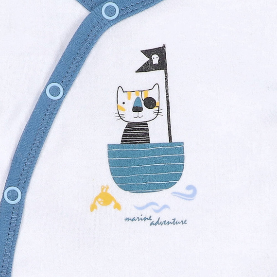 Body kopertowe krótki rękaw z bawełny organicznej Piraci Nini biały