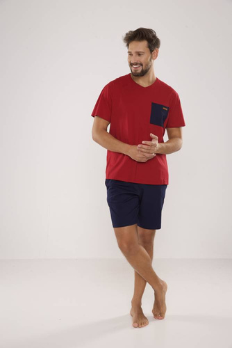 Piżama Męska 646 Kevin De Lafense - bordo