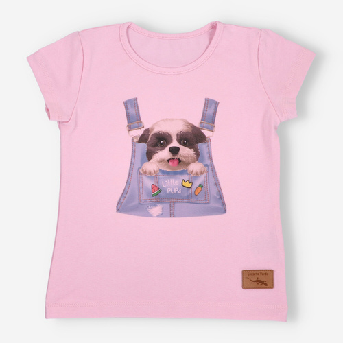 T-shirt dziewczęcy z krótkim rękawem KAR-4004/ROZ Lagarto Verde różowy 