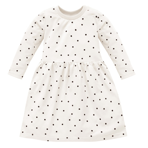 Sukienka z długim rękawem Tres Bien Pinokio - ecru groszki