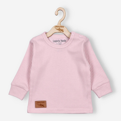 Bluzka z dzianiny prążkowej Lagarto Verde - różowy