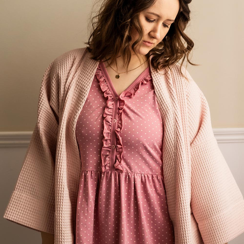 Koszula Nocna ciążowa i do karmienia Linda  Eevi- różowa w serca