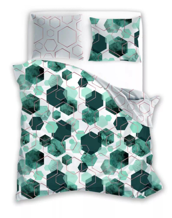 Pościel satynowa geometria Milargo Verde 009 Faro zielony 