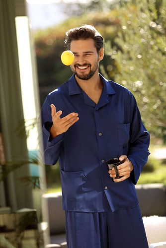 Komplet satynowy Lukas - granatowy