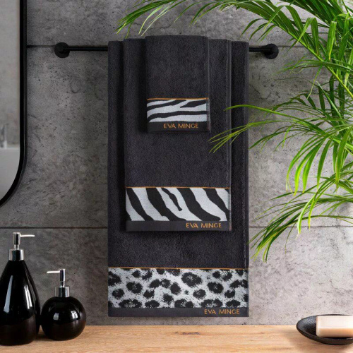 Ręcznik Eva Minge Eva 22 pantera zebra Eurofirany czarny