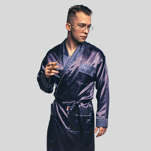 940 Satyna szlafrok męski Forex - granat