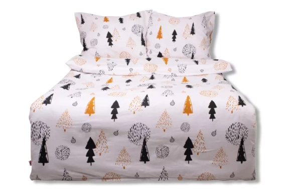 Pościel flanelowa świąteczna choinki bombki F-87 Matex biały