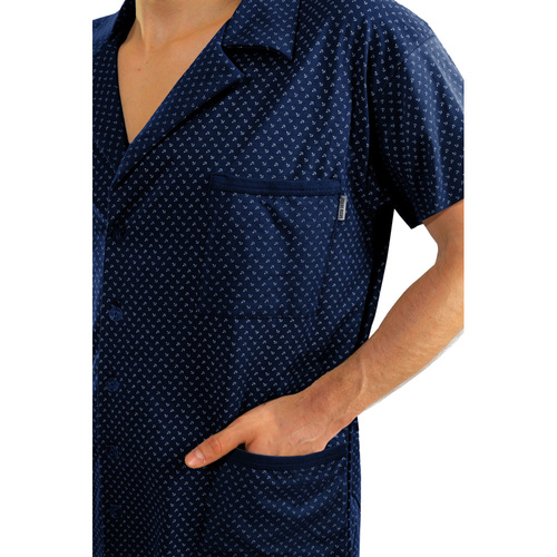 Bawełniana piżama męska, rozpinana Sesto Senso - kotwiczki jeans 