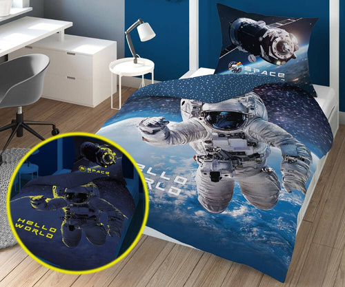 Pościel bawełniana świecąca w ciemności kosmonauta  4025 A Fluo 133 Detexpol  