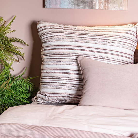 Pościel z bawełny z nadrukiem w paski i wypustką na poszewkach Avinion 6 Eurofirany beżowy