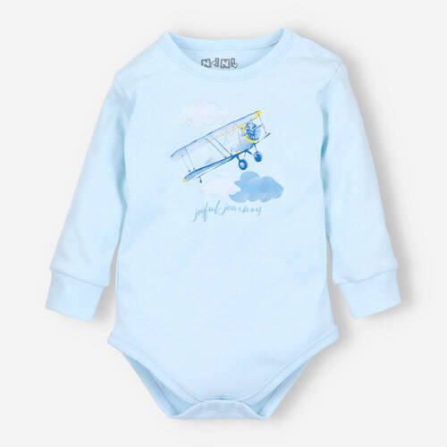 Body z bawełny organicznej Samoloty Nini błękitny