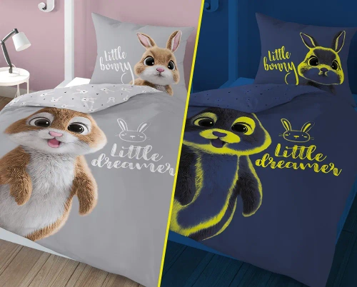 Pościel bawełniana świecąca w ciemności 4635 A Fluo 35 Królik Detexpol  