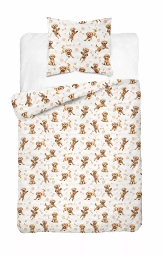 Pościel dziecięca bawełniana 5451 A Rudy Piesek Detexpol 