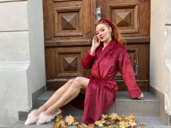 Długi Szlafrok damski 628 Abigail Forex - bordo