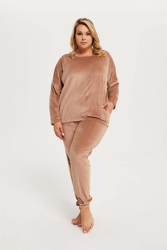 Komplet Damski dł. rękaw, dł. spodnie Juga Italian Fashion czarny - beżowy