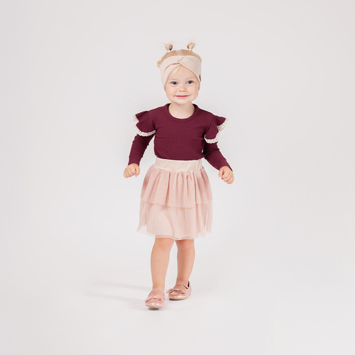 Bluzka dziewczęca Nicol Alisa 217138 – burgund, bawełna, dł. rękaw