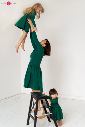 Sukienka do karmienia Just Milk butelkowa zieleń rękaw 7/8 Milk&Love