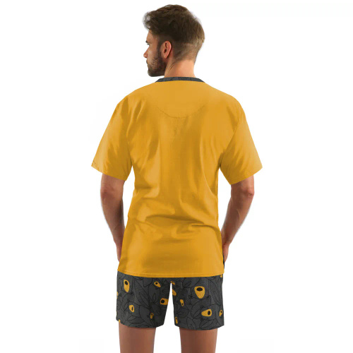 Bawełniana piżama męska, krótki rękaw i spodenki 2422/21 Sesto Senso - karmel/grafit