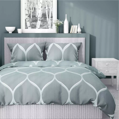 Pościel satynowa geometryczny 5221 A Detexpol szary 