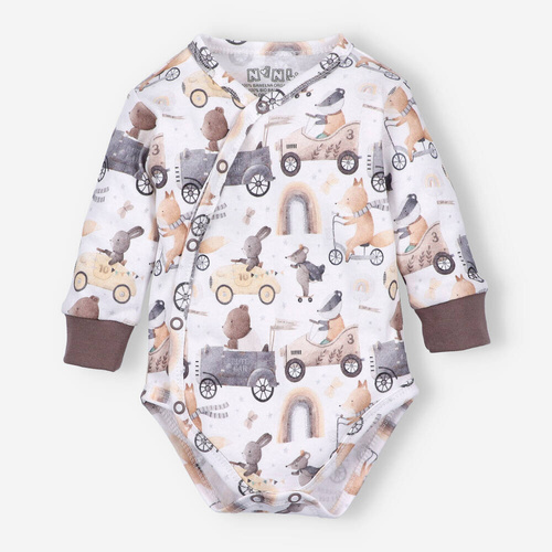 Body kopertowe z bawełny organicznej Cute Cars Nini druk