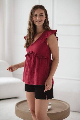 Bluzka ciążowa i do karmienia Milky Butterfly z bawełny Milk&Love malinowy