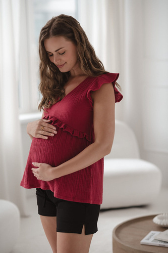 Bluzka ciążowa i do karmienia Milky Butterfly z bawełny Milk&Love malinowy