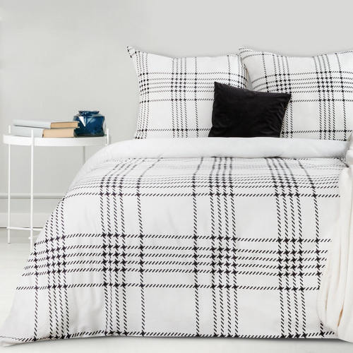 Pościel satynowa Nika 20 krata Eurofirany biały-czarny