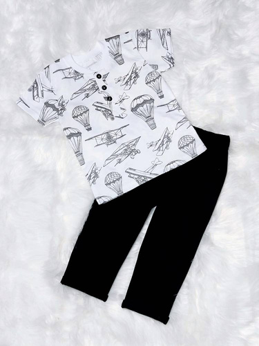 Koszulka dziecięca Aviator krótki rękaw Bambarillo biały 