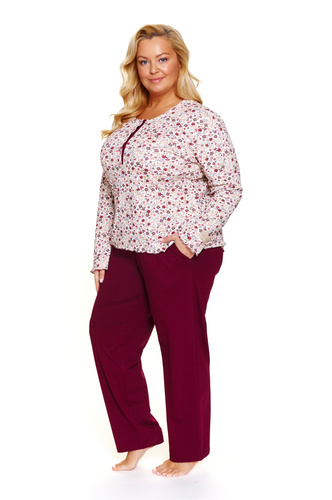 Doctor Nap 7307 – Piżama plus size rozpinana | 95% bawełna, długi rękaw - flores