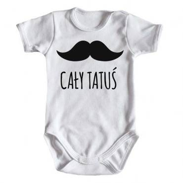 Body krótki rękaw "CAŁY TATUŚ" Moocha biały