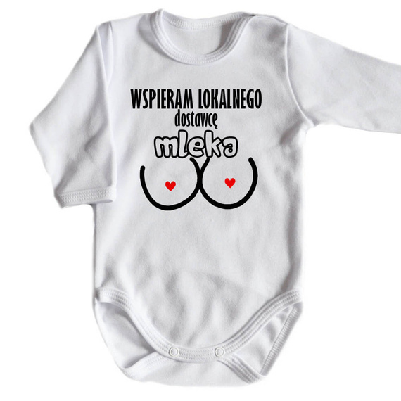 "Wspieram dostawce mleka" body długi rękaw Moocha czarny