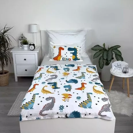 Pościel bawełniana do łóżeczka Dinozaury Jerry Fabrics turkusowy