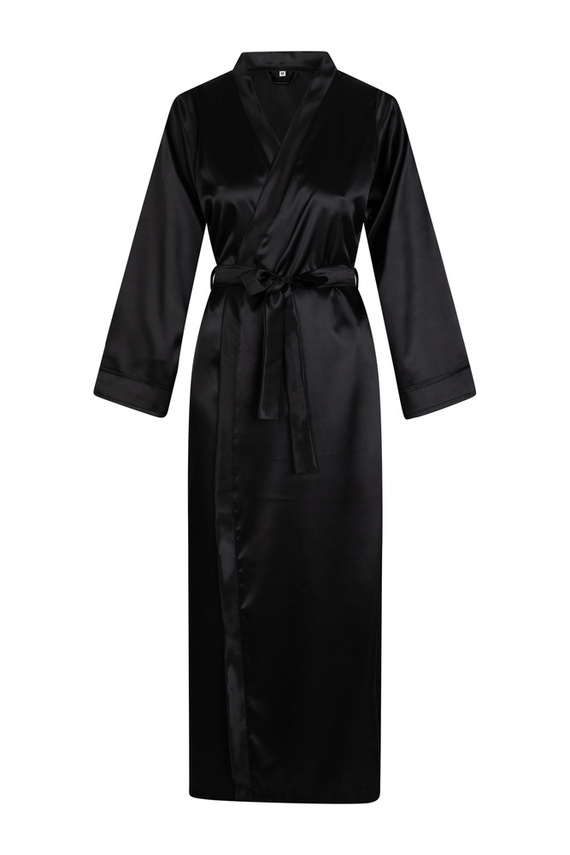 Szlafrok damski satynowy długi Eunika ByShelly - czarny