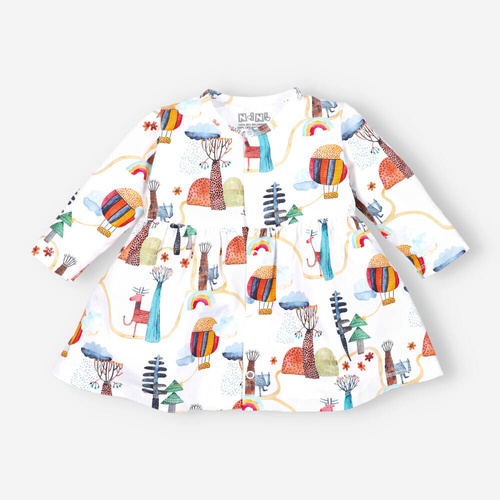 Sukienka z bawełny organicznej Kolorowy Las Nini druk