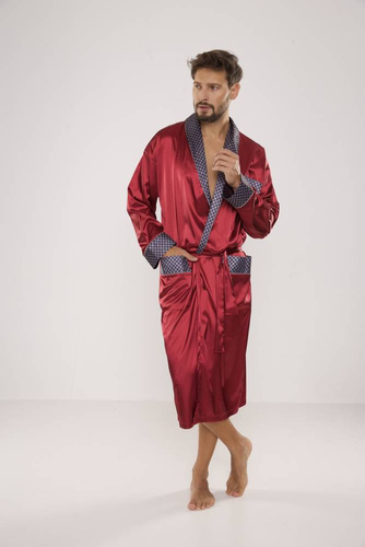 940 Satyna szlafrok męski Forex - bordo