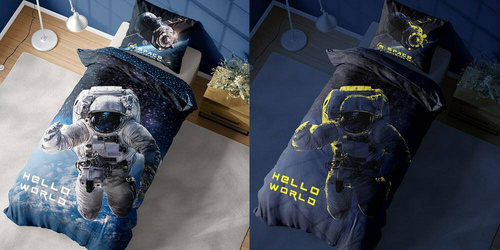 Pościel bawełniana świecąca w ciemności kosmonauta  4025 A Fluo 133 Detexpol  