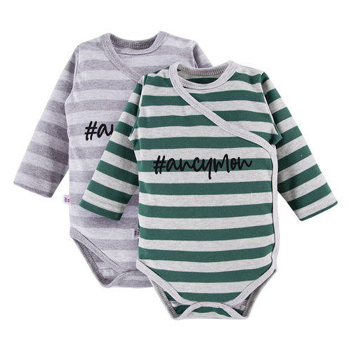 Body niemowlęce 2-pak Ancymon Eevi - szary/zielony