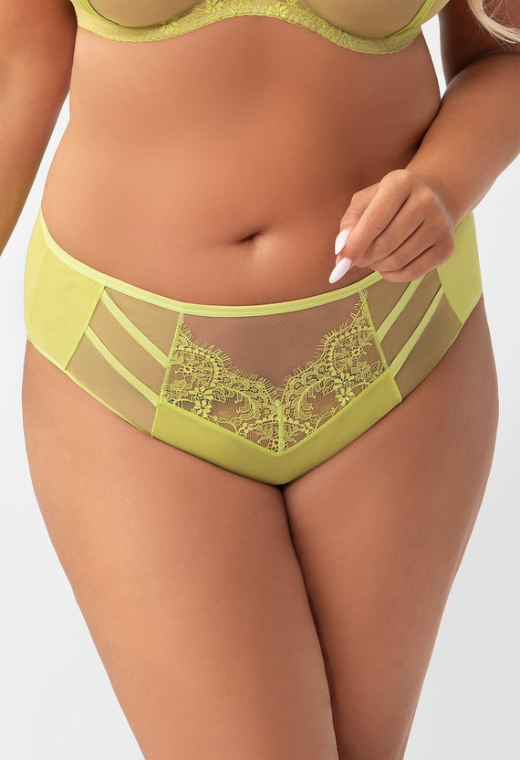 Gorsenia K497/2 Paradise limonkowe figi damskie – eleganckie, z haftem, 